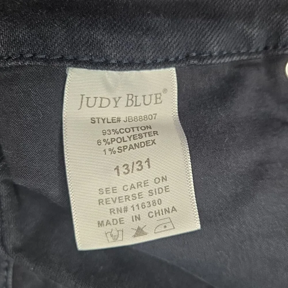 Judy Blue JB88807  Wide Leg  Jeans Women's 13/31 Black Garment Dyed Cropped